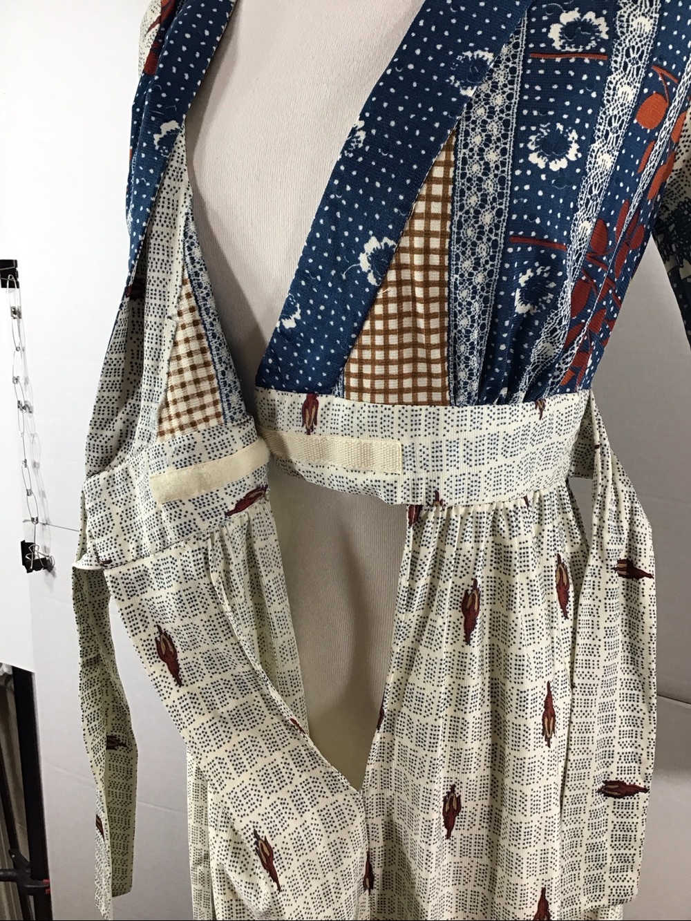 Vintage 70’s Denise Are There !patchwork prairie maxi dress boho wrap bodice S - Picture 7 of 9